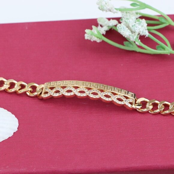 "Rose Gold Greek Key Infinity Chain Bracelet, XPBL0967 - Picture 12 of 13